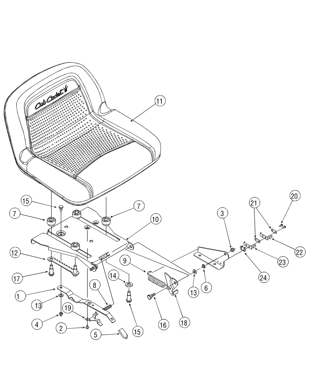 Seat Diagram and Parts List for LT1040 13AX10CG709-13AX10CG710-13BX10CG710 Cub Cadet Lawn Tractor